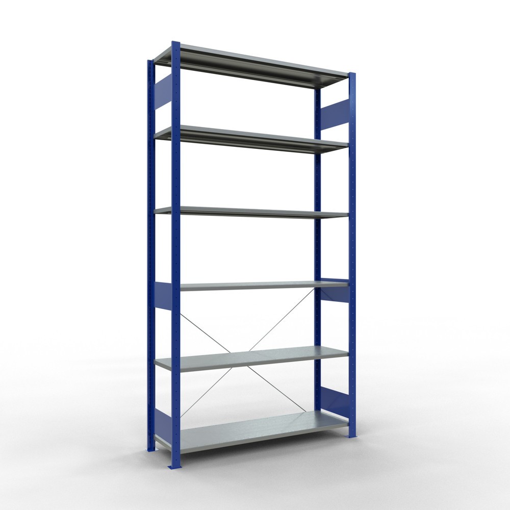 Illustration du produit: SCHULTE Rayonnage à tablettes, bleu gentiane / galvanisé, charge par tablette 150 kg, HxlxP 2 500 x 1 360 x 436 mm