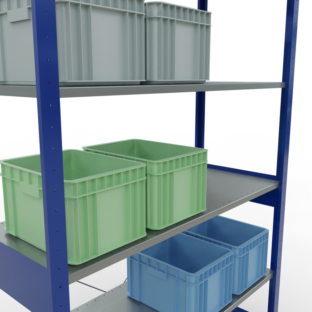 N° de l'image du produit 4 : SCHULTE Rayonnage à tablettes, bleu gentiane / galvanisé, charge par tablette 150 kg, HxlxP 2 500 x 1 360 x 536 mm