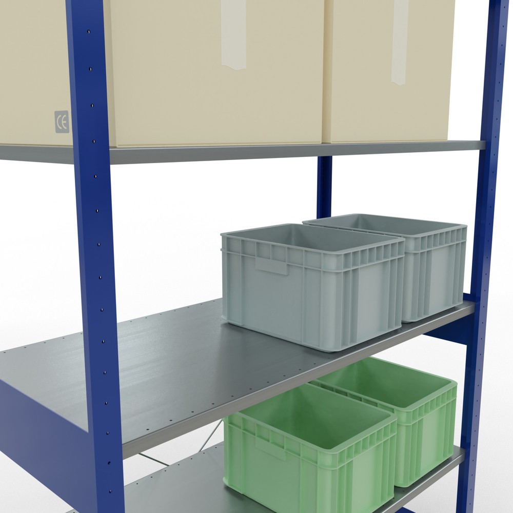 N° de l'image du produit 4 : SCHULTE Rayonnage à tablettes, bleu gentiane / galvanisé, charge par tablette 150 kg, HxlxP 2 500 x 1 360 x 636 mm