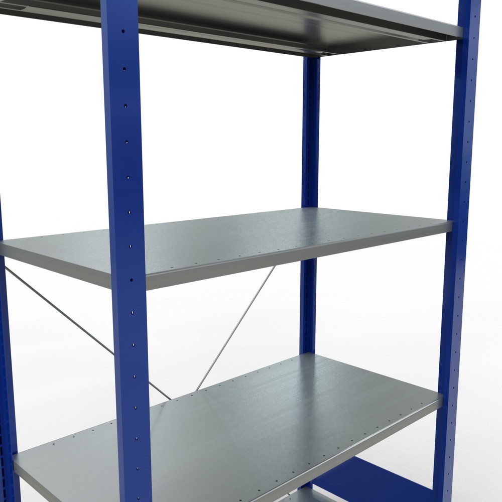 N° de l'image du produit 2 : SCHULTE Rayonnage à tablettes, bleu gentiane / galvanisé, avec 5 tablettes en tôle d’acier, charge par tablette 150 kg, HxlxP 2 000 x 1 060 x 536 mm