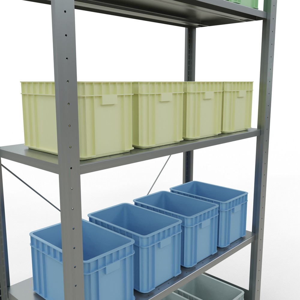 N° de l'image du produit 4 : SCHULTE Rayonnage à tablettes galvanisé avec 5 tablettes en tôle d’acier, charge par tablette 150 kg, HxlxP 2 000 x 1 060 x 436 mm