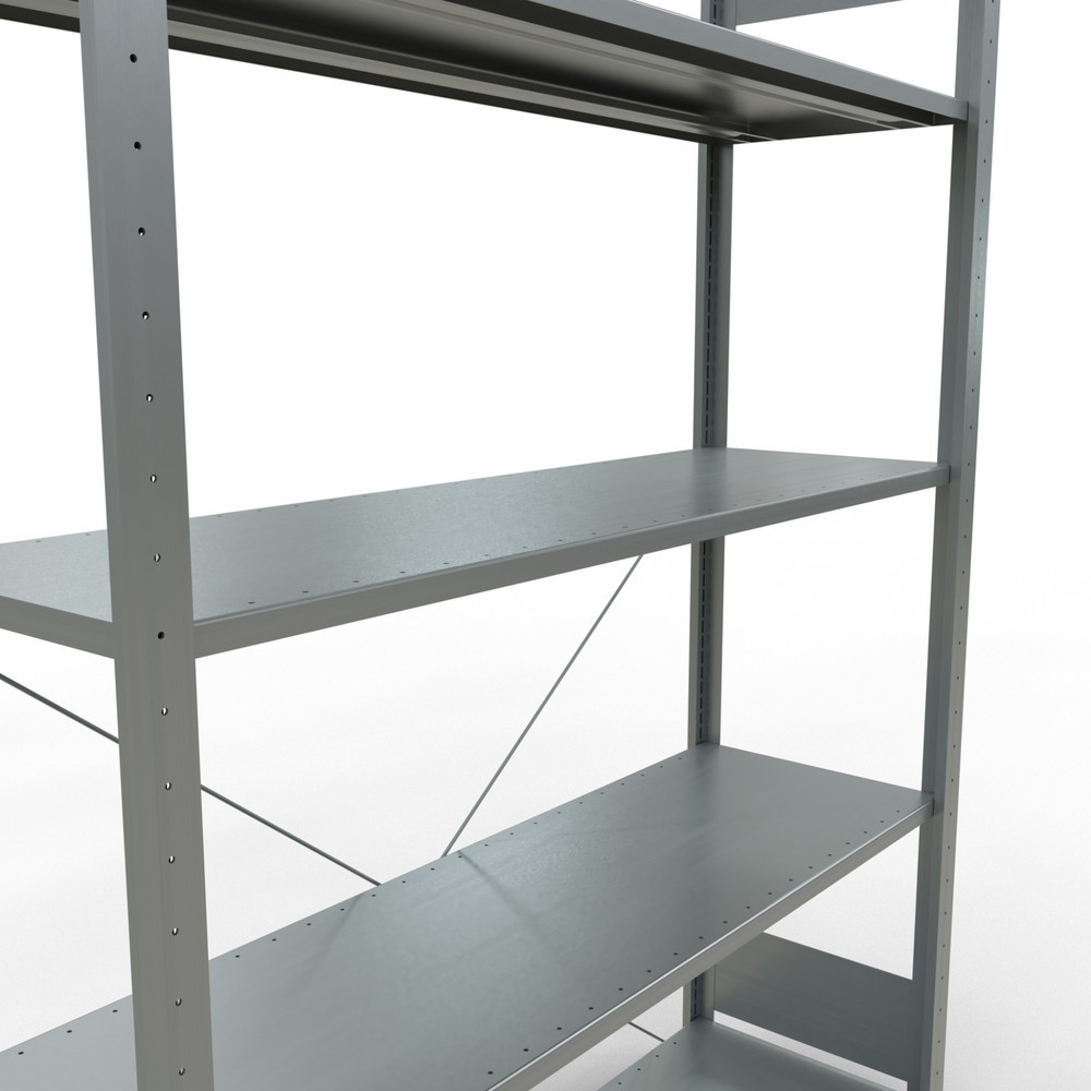 N° de l'image du produit 5 : SCHULTE Rayonnage à tablettes galvanisé avec 5 tablettes en tôle d’acier, charge par tablette 150 kg, HxlxP 2 000 x 1 360 x 436 mm