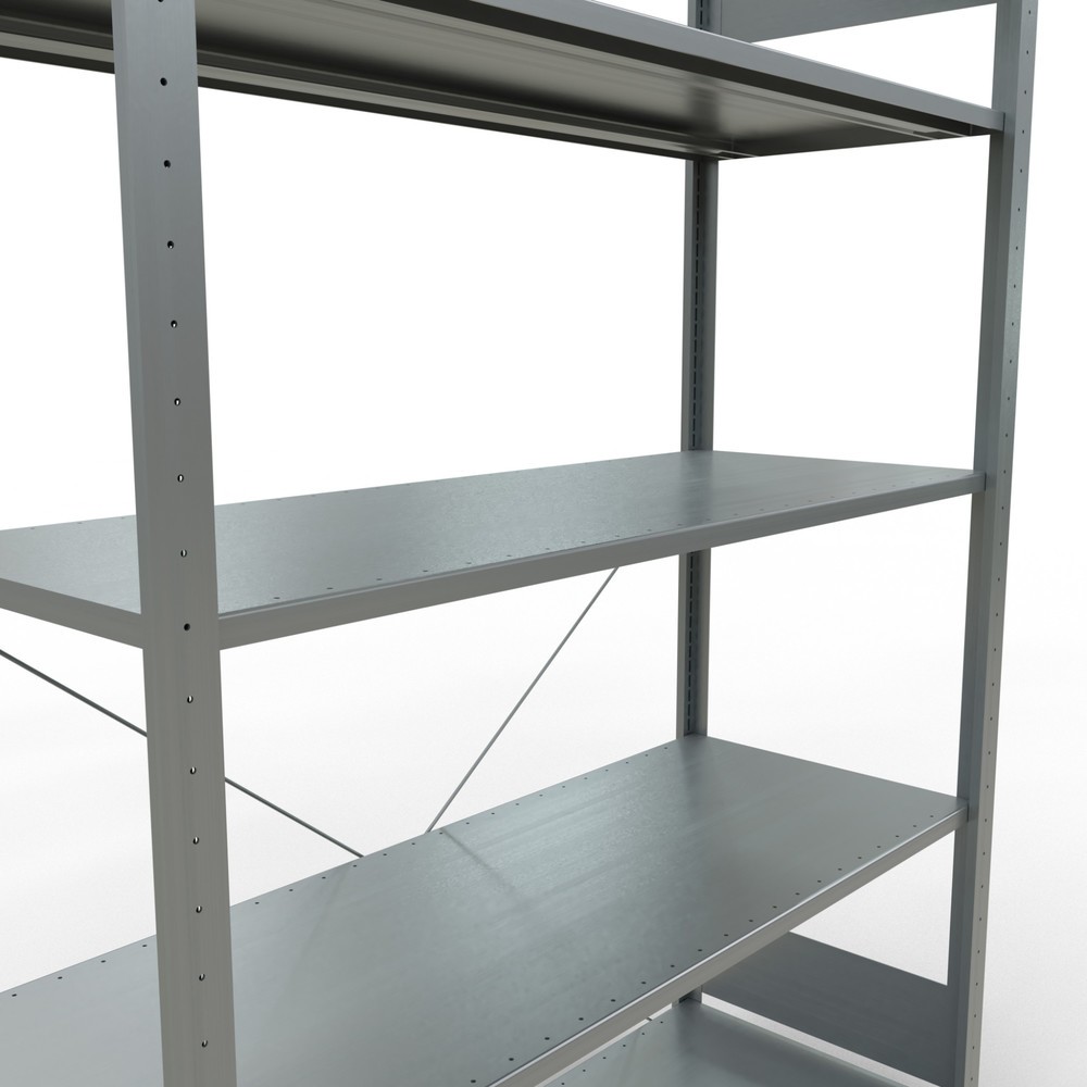 N° de l'image du produit 5 : SCHULTE Rayonnage à tablettes galvanisé avec 5 tablettes en tôle d’acier, charge par tablette 150 kg, HxlxP 2 000 x 1 360 x 536 mm