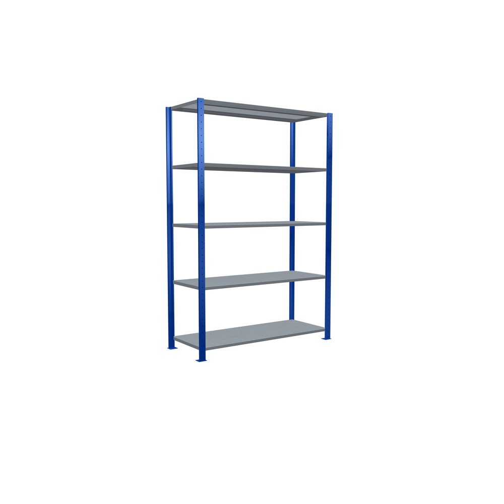 N° de l'image du produit 2 : SCHULTE Rayonnage à tablettes, bleu gentiane / galvanisé, avec 5 tablettes en tôle d’acier, charge par tablette 150 kg, HxlxP 2 000 x 1 360 x 536 mm