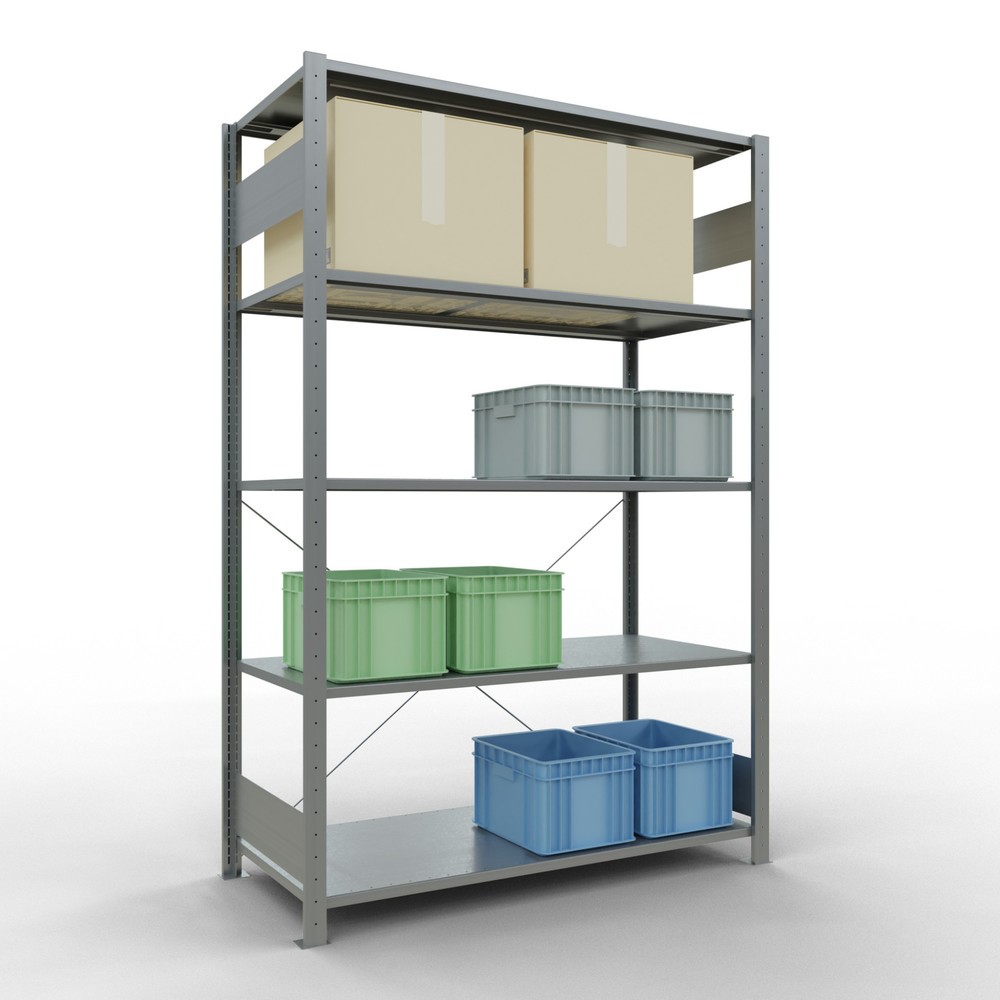 N° de l'image du produit 3 : SCHULTE Rayonnage à tablettes galvanisé avec 5 tablettes en tôle d’acier, charge par tablette 150 kg, HxlxP 2 000 x 1 360 x 636 mm