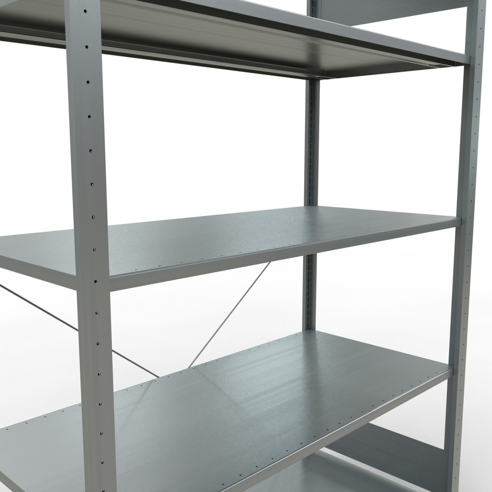 N° de l'image du produit 5 : SCHULTE Rayonnage à tablettes galvanisé avec 5 tablettes en tôle d’acier, charge par tablette 150 kg, HxlxP 2 000 x 1 360 x 636 mm