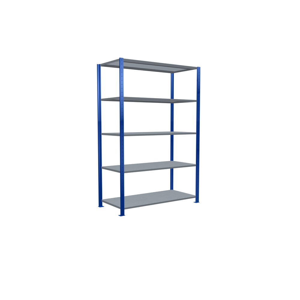 N° de l'image du produit 2 : SCHULTE Rayonnage à tablettes, bleu gentiane / galvanisé, avec 5 tablettes en tôle d’acier, charge par tablette 150 kg, HxlxP 2 000 x 1 360 x 636 mm
