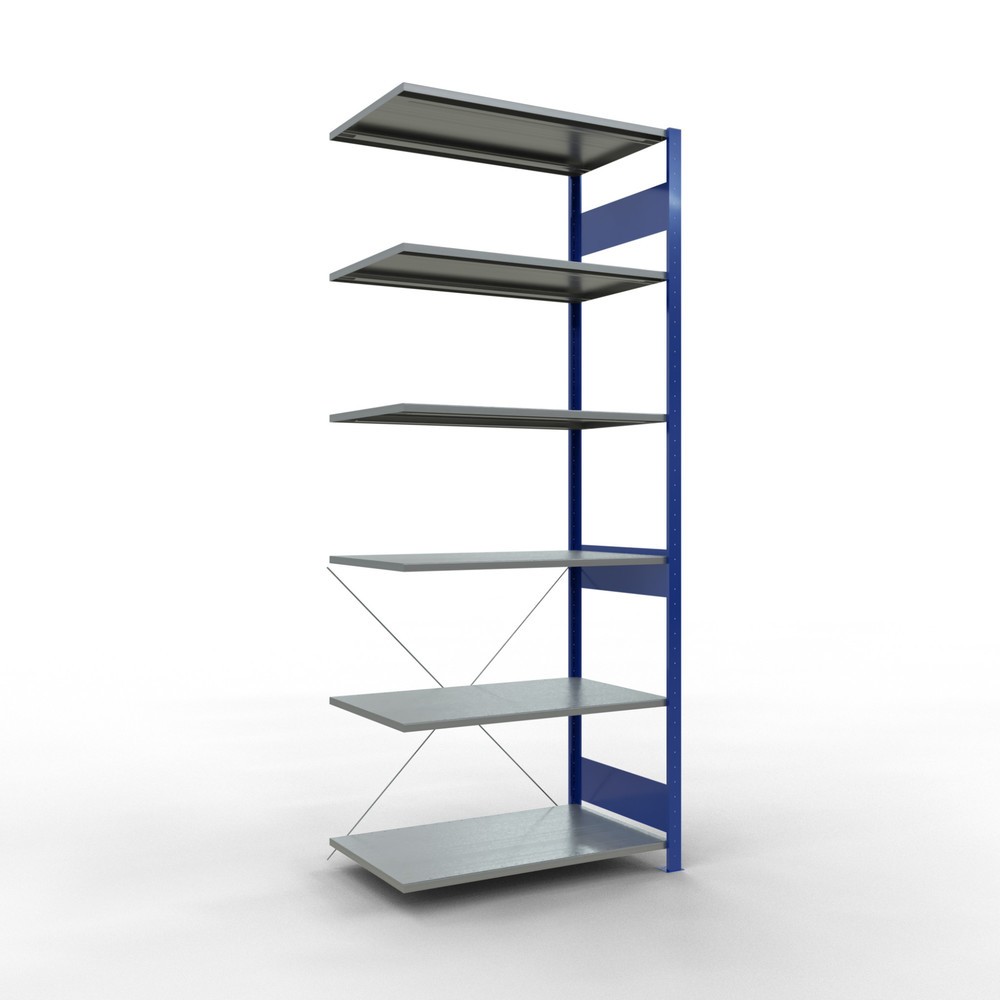 Illustration du produit: Rayonnage à tablettes SCHULTE, système enfichable, travée auxiliaire, CT 150 kg, bleu gentiane/galvanisé, H x l x P 2 500 x 1 000 x 600 mm