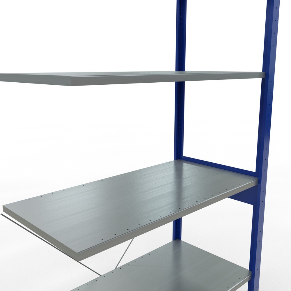 N° de l'image du produit 2 : Rayonnage à tablettes SCHULTE, système enfichable, travée auxiliaire, CT 150 kg, bleu gentiane/galvanisé, H x l x P 2 500 x 1 000 x 500 mm