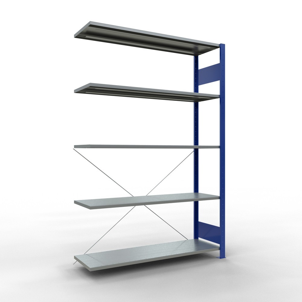 Illustration du produit: Rayonnage à tablettes SCHULTE, système enfichable, travée auxiliaire, CT 150 kg, bleu gentiane/galvanisé, H x l x P 2 000 x 1 300 x 400 mm