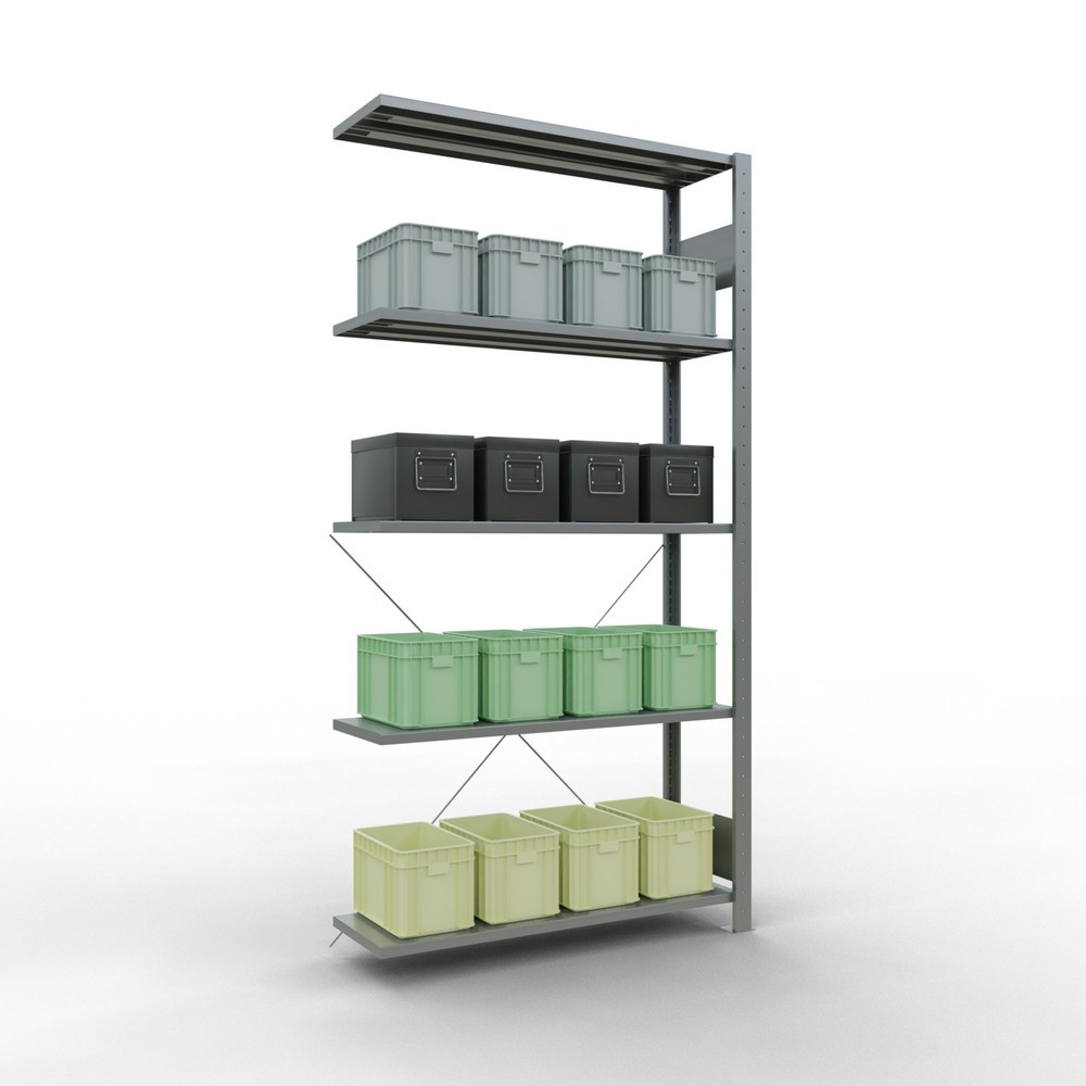 N° de l'image du produit 4 : Rayonnage à tablettes SCHULTE, système enfichable, travée auxiliaire, CT 150 kg, galvanisé, H x l x P 2 000 x 1 000 x 300 mm