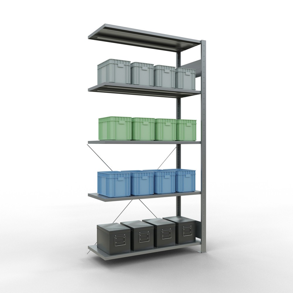 N° de l'image du produit 3 : Rayonnage à tablettes SCHULTE, système enfichable, travée auxiliaire, CT 150 kg, galvanisé, H x l x P 2 000 x 1 000 x 400 mm