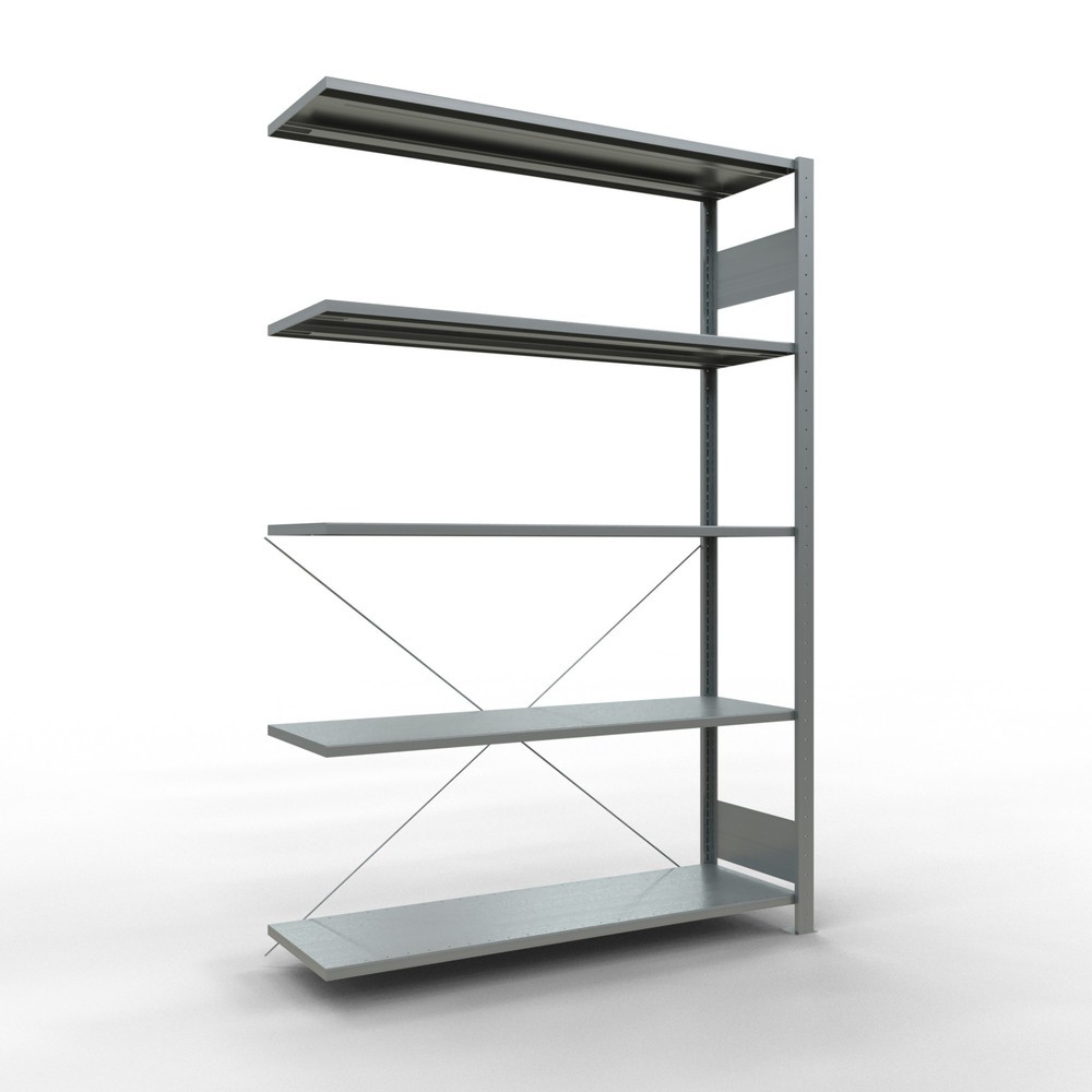 Illustration du produit: Rayonnage à tablettes SCHULTE, système enfichable, travée auxiliaire, CT 150 kg, galvanisé, H x l x P 2 000 x 1 300 x 400 mm
