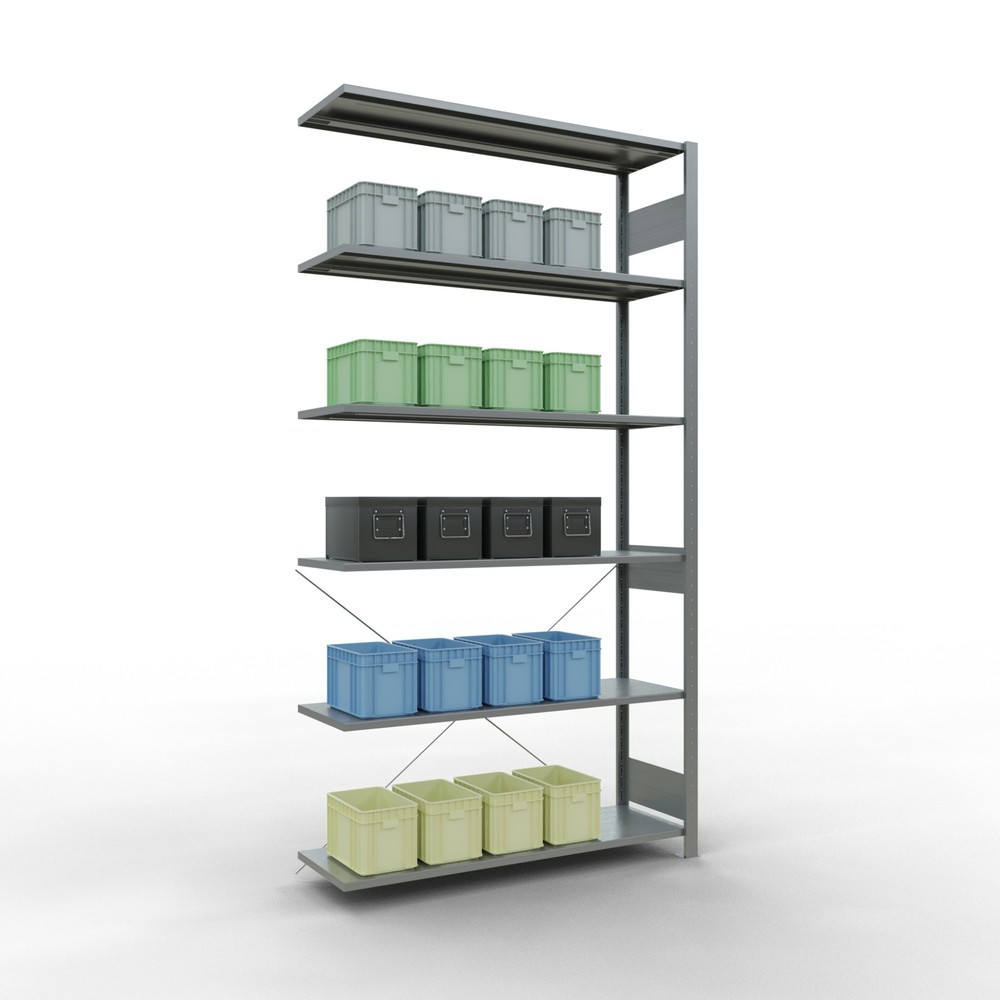 N° de l'image du produit 3 : Rayonnage à tablettes SCHULTE, système enfichable, travée auxiliaire, CT 150 kg, galvanisé, H x l x P 2 500 x 1 300 x 400 mm