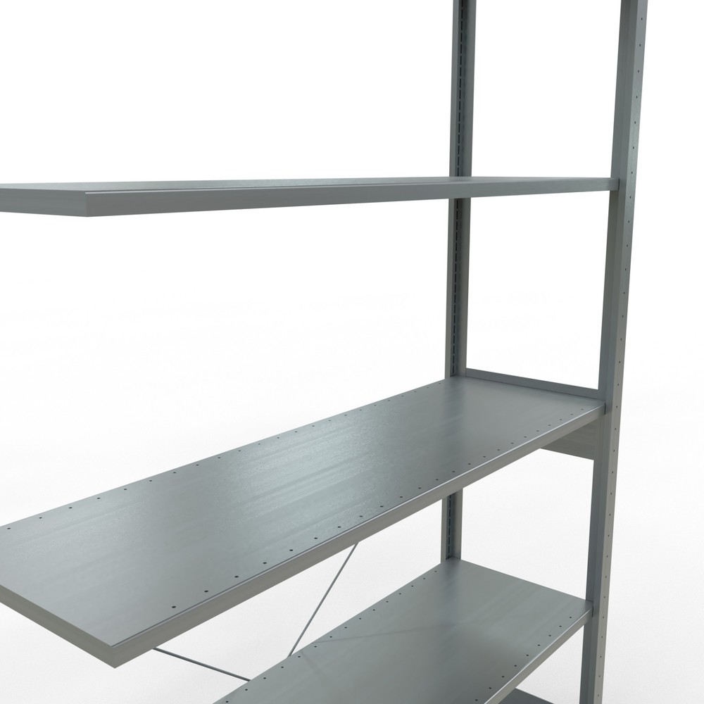 N° de l'image du produit 5 : Rayonnage à tablettes SCHULTE, système enfichable, travée auxiliaire, CT 150 kg, galvanisé, H x l x P 2 500 x 1 300 x 400 mm