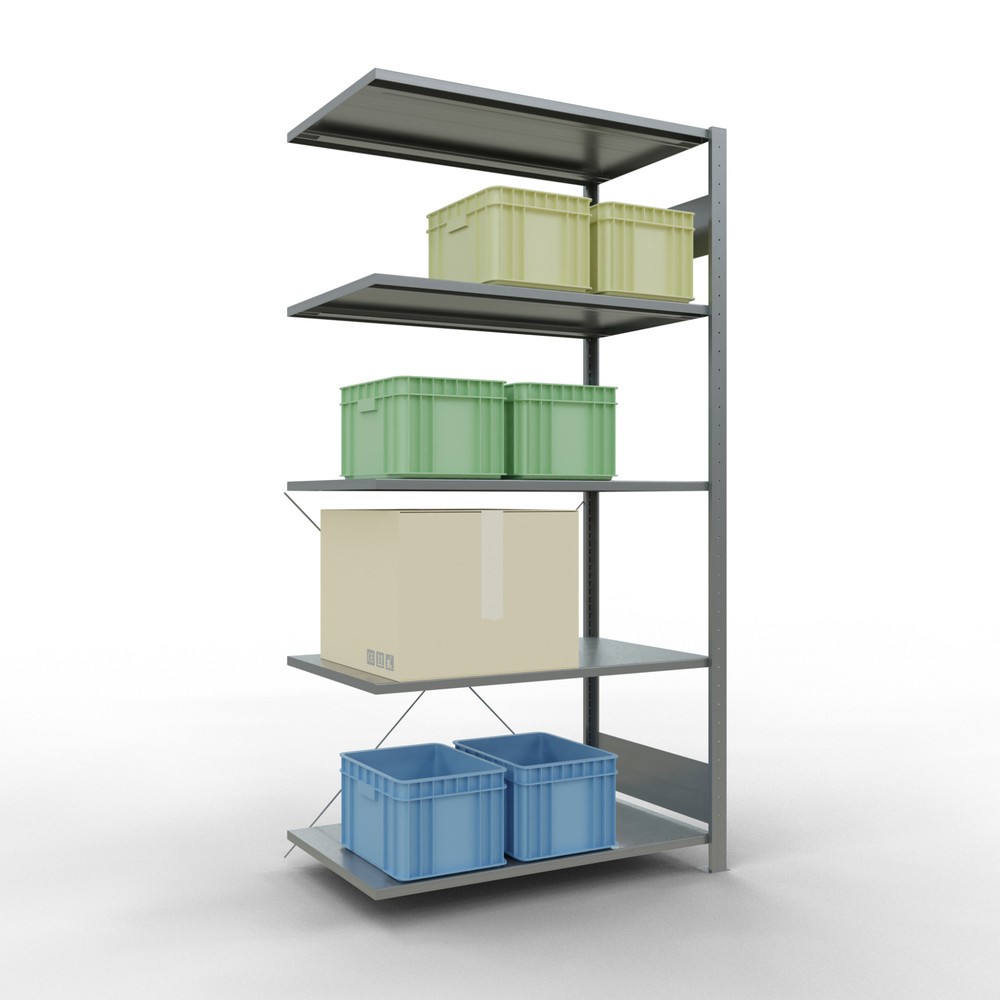 N° de l'image du produit 3 : Rayonnage à tablettes SCHULTE, système enfichable, travée auxiliaire, CT 150 kg, galvanisé, H x l x P 2 000 x 1 000 x 600 mm