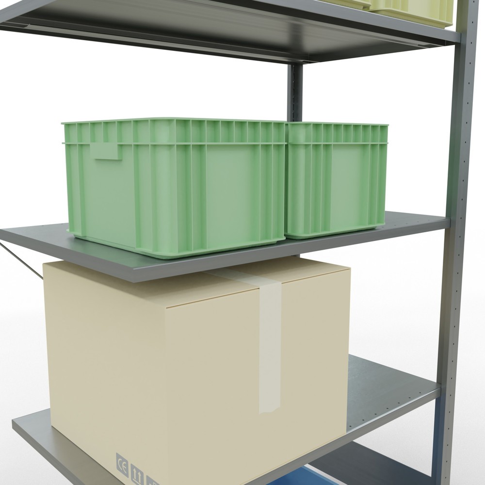 N° de l'image du produit 4 : Rayonnage à tablettes SCHULTE, système enfichable, travée auxiliaire, CT 150 kg, galvanisé, H x l x P 2 000 x 1 000 x 600 mm