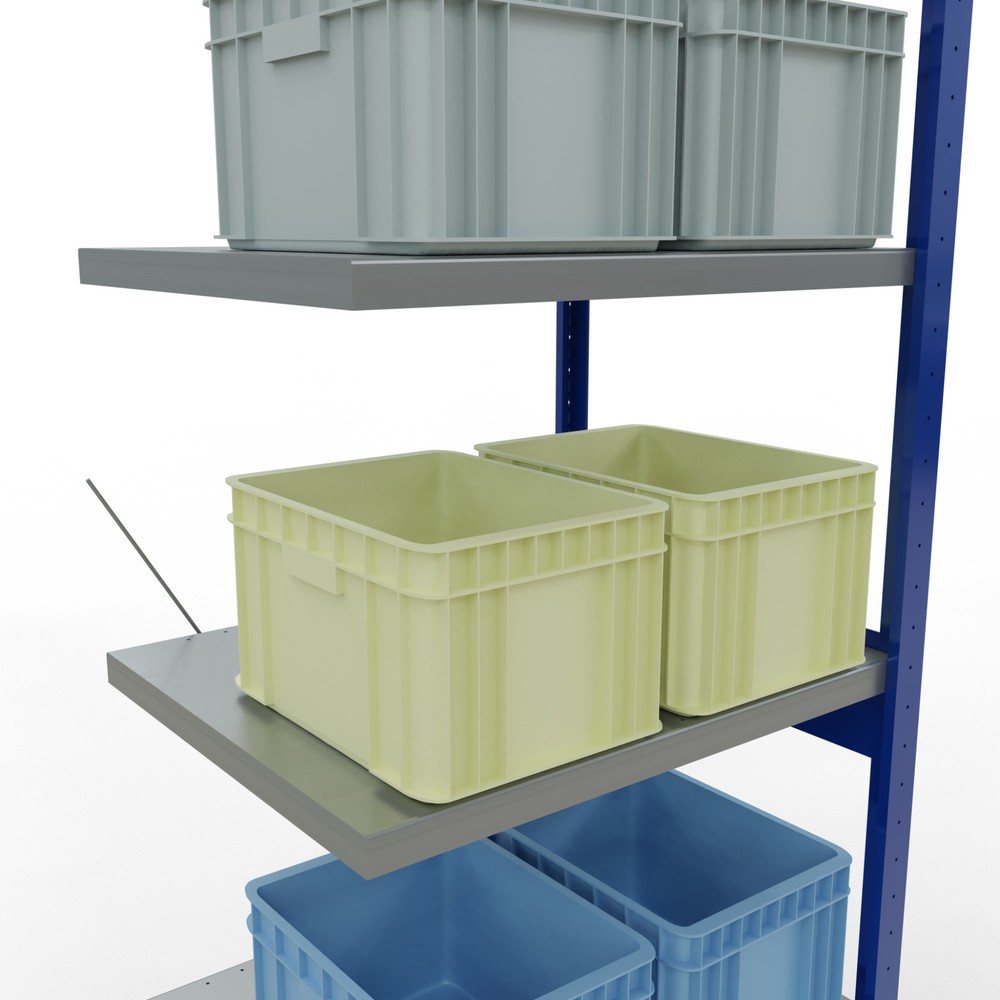 N° de l'image du produit 4 : Rayonnage à tablettes SCHULTE, travée auxiliaire, bleu gentiane/galvanisé, CT 250 kg, HxlxP 2 500 x 750 x 600 mm