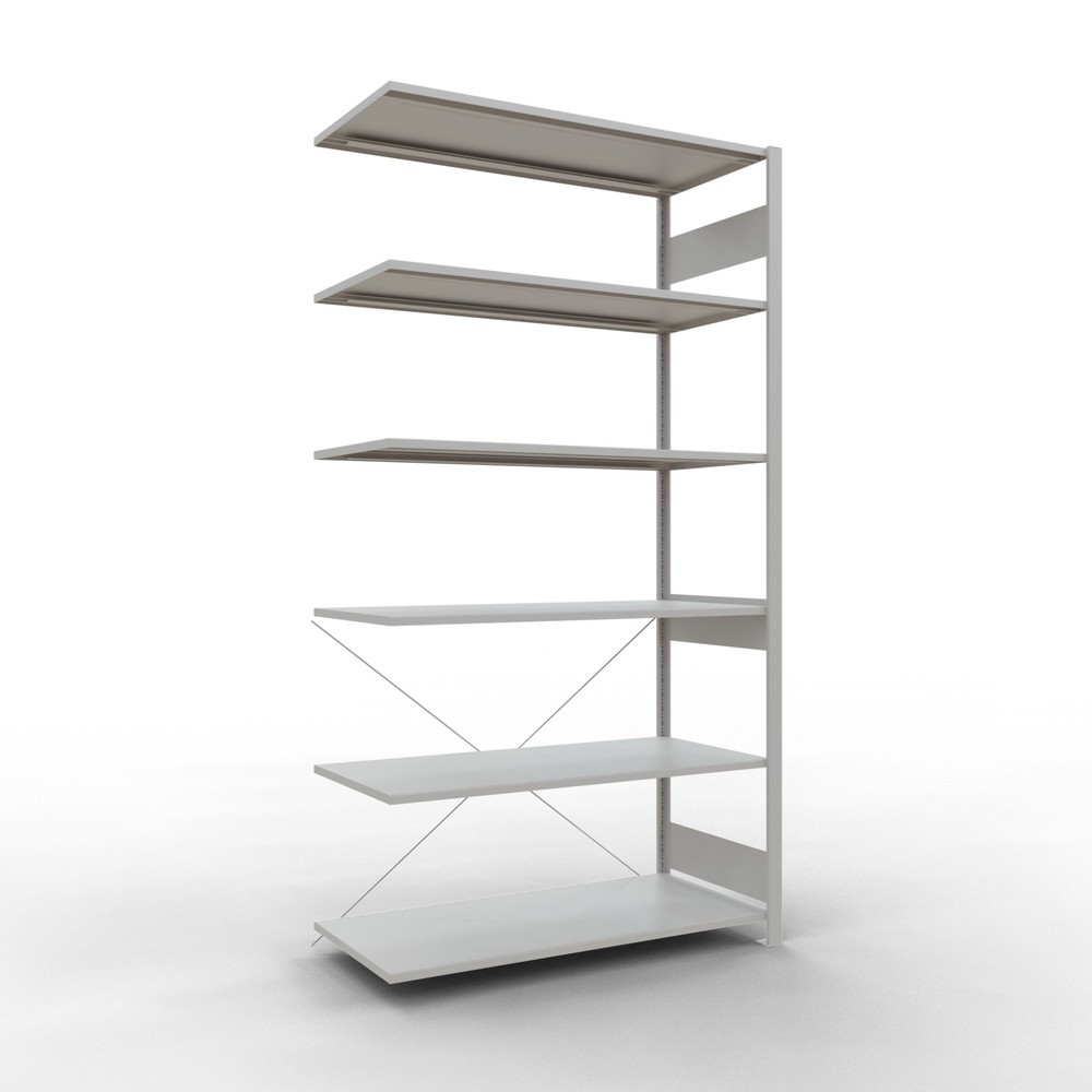 Illustration du produit: Rayonnage à tablettes SCHULTE, travée auxiliaire, charge par tablette 150 kg, gris clair, HxlxP 2500 x 1300 x 600 mm