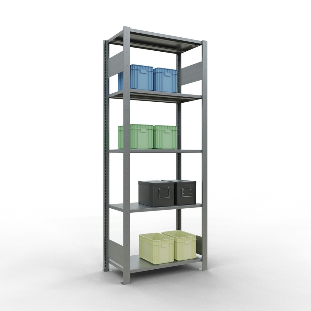 N° de l'image du produit 2 : SCHULTE Rayonnage à tablettes galvanisé avec 5 tablettes en tôle d’acier, charge par tablette 150 kg, HxlxP 2 000 x 810 x 436 mm