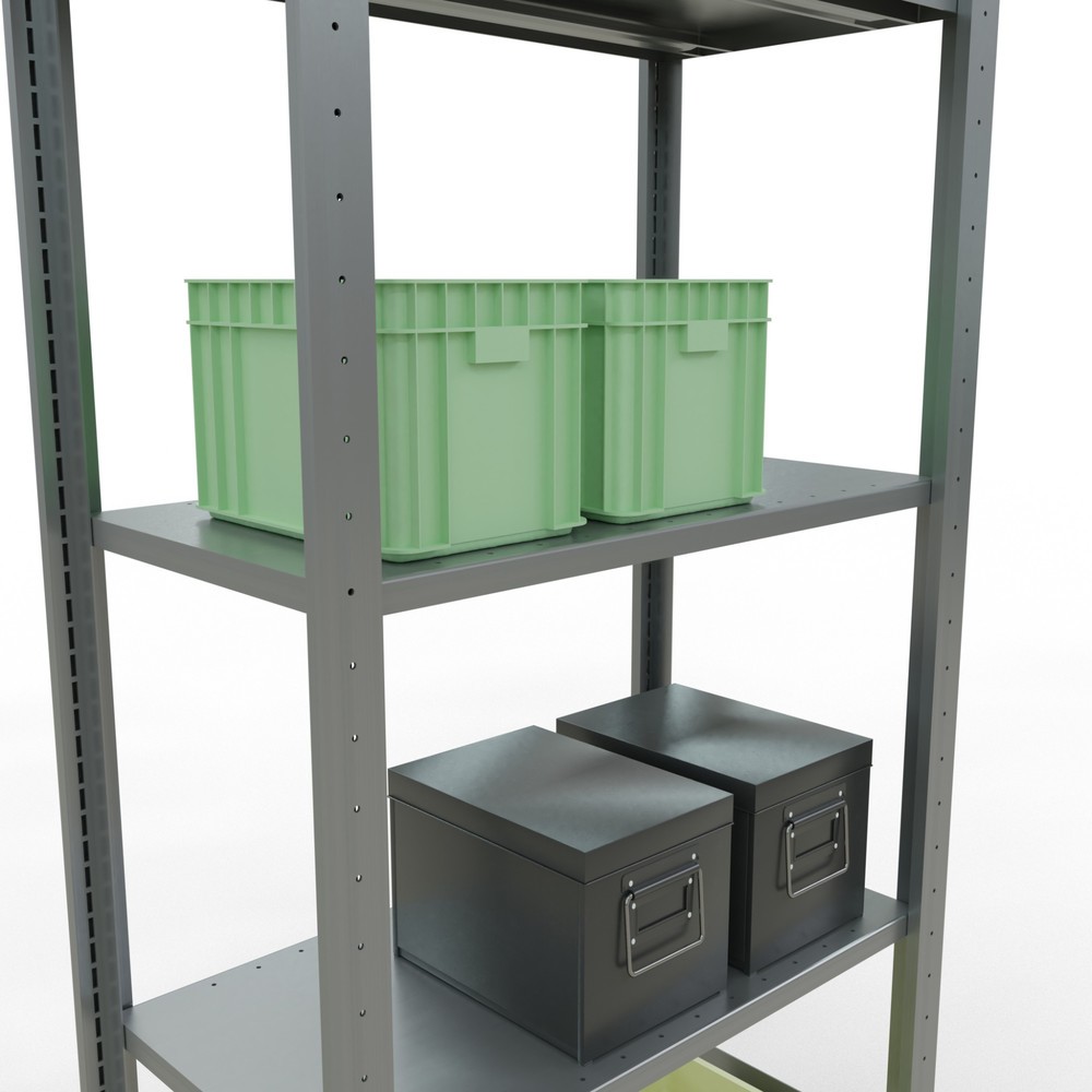 N° de l'image du produit 3 : SCHULTE Rayonnage à tablettes galvanisé avec 5 tablettes en tôle d’acier, charge par tablette 150 kg, HxlxP 2 000 x 810 x 436 mm