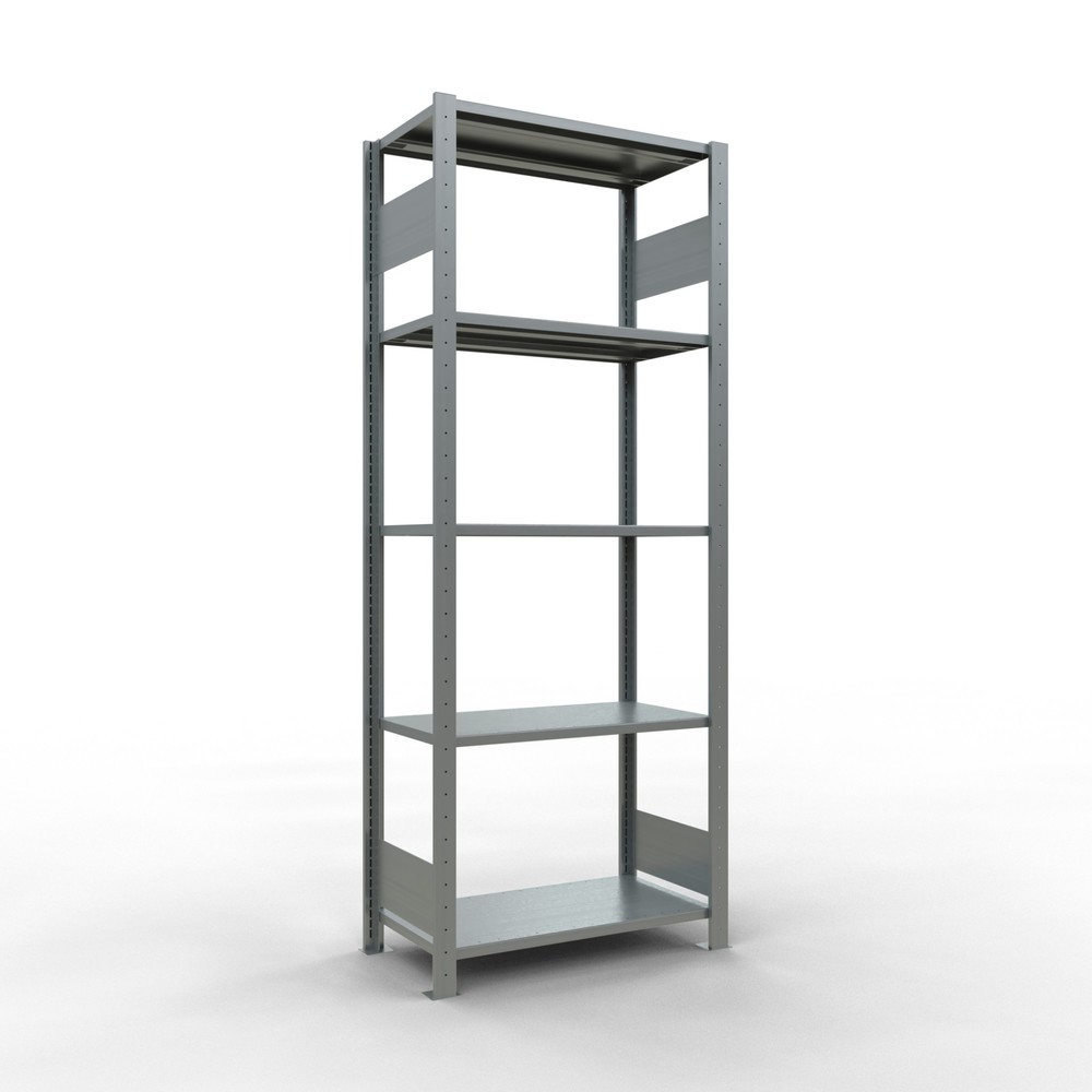 N° de l'image du produit 1 : SCHULTE Rayonnage à tablettes galvanisé avec 5 tablettes en tôle d’acier, charge par tablette 150 kg, HxlxP 2 000 x 810 x 436 mm
