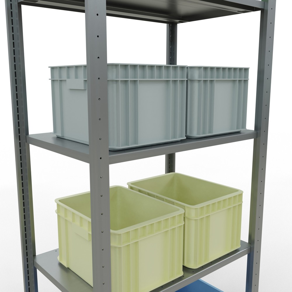 N° de l'image du produit 3 : SCHULTE Rayonnage à tablettes galvanisé avec 5 tablettes en tôle d’acier, charge par tablette 150 kg, HxlxP 2 000 x 810 x 536 mm