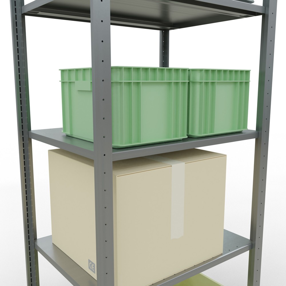 N° de l'image du produit 3 : SCHULTE Rayonnage à tablettes galvanisé avec 5 tablettes en tôle d’acier, charge par tablette 150 kg, HxlxP 2 000 x 810 x 636 mm