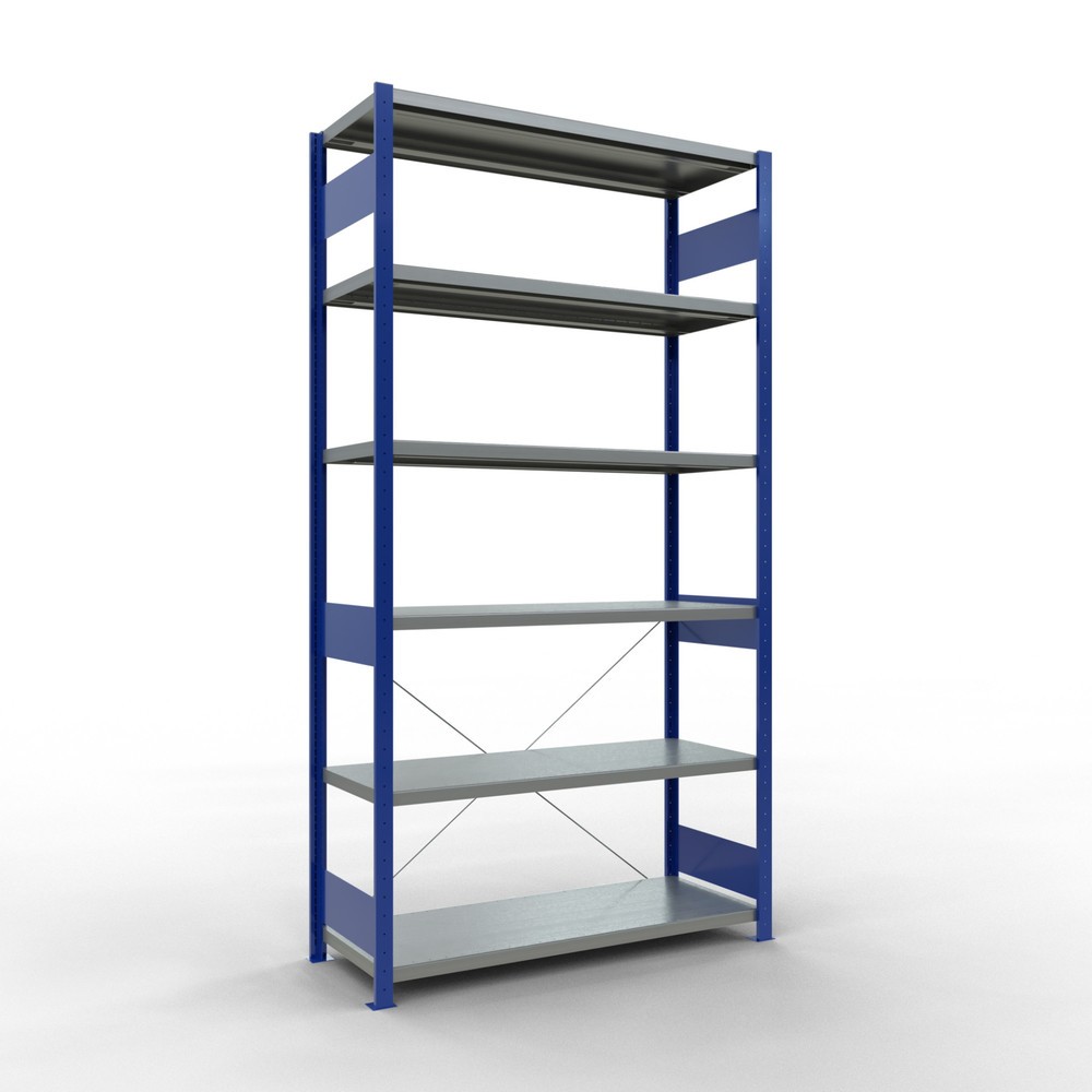 Illustration du produit: SCHULTE Rayonnage à tablettes, bleu gentiane / galvanisé, charge par tablette 250 kg, HxlxP 2 500 x 1 360 x 536 mm