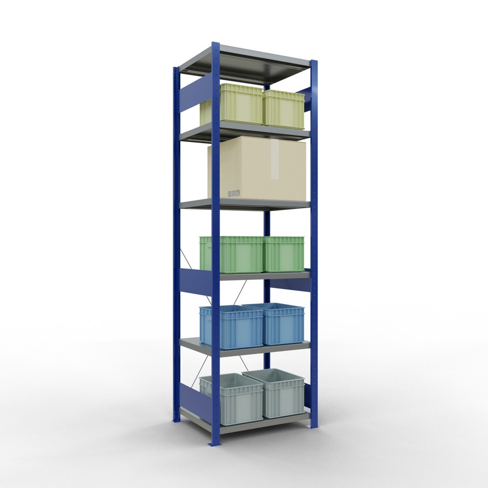 N° de l'image du produit 3 : SCHULTE Rayonnage à tablettes, bleu gentiane / galvanisé, charge par tablette 250 kg, HxlxP 2 500 x 810 x 636 mm