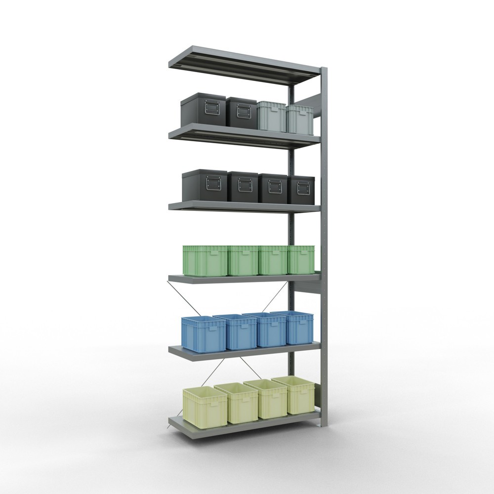 N° de l'image du produit 3 : Rayonnage à tablettes SCHULTE, montage par enfichage, travée auxiliaire, charge par tablette 330 kg, galvanisé, HxlxP 2 500 x 1000 x 400 mm