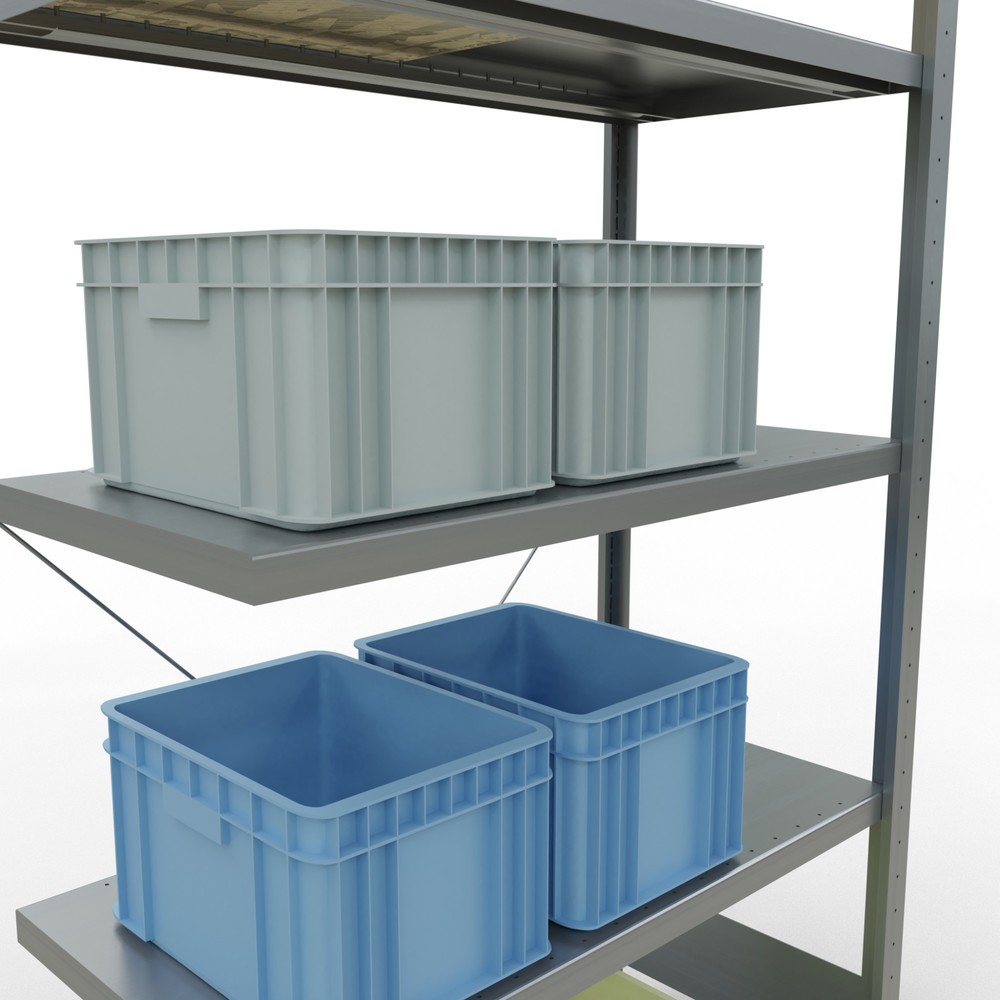 N° de l'image du produit 4 : Rayonnage à tablettes SCHULTE, montage par enfichage, travée auxiliaire, charge par tablette 330 kg, galvanisé, HxlxP 2000 x 1000 x 500 mm