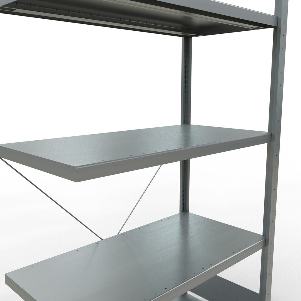 N° de l'image du produit 5 : Rayonnage à tablettes SCHULTE, montage par enfichage, travée auxiliaire, charge par tablette 330 kg, galvanisé, HxlxP 2000 x 1000 x 500 mm