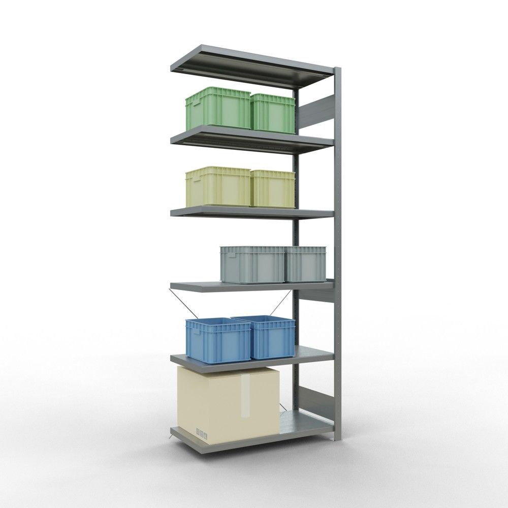 N° de l'image du produit 3 : Rayonnage à tablettes SCHULTE, système à emboîter, travée auxiliaire, charge par tablette 330 kg, galvanisé, H x l x P 2 500 x 1 000 x 500 mm