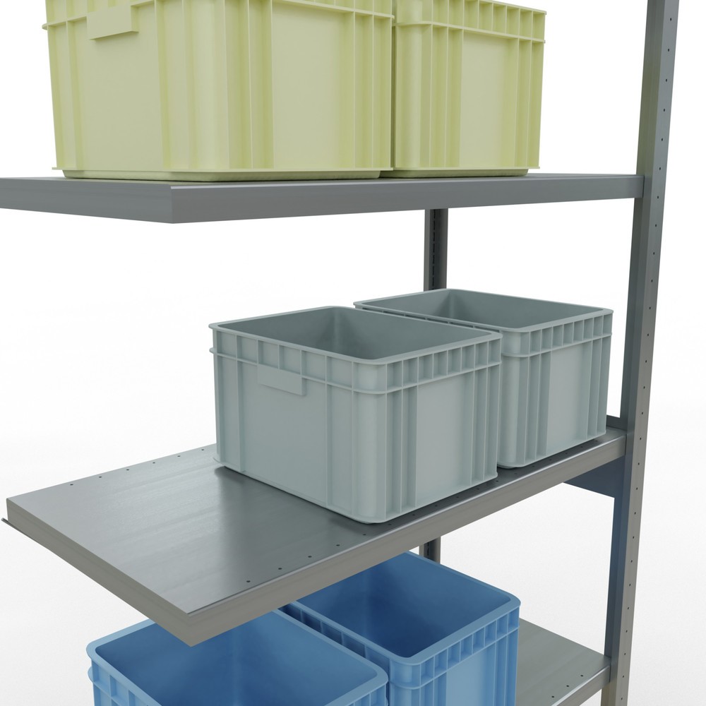 N° de l'image du produit 4 : Rayonnage à tablettes SCHULTE, système à emboîter, travée auxiliaire, charge par tablette 330 kg, galvanisé, H x l x P 2 500 x 1 000 x 500 mm