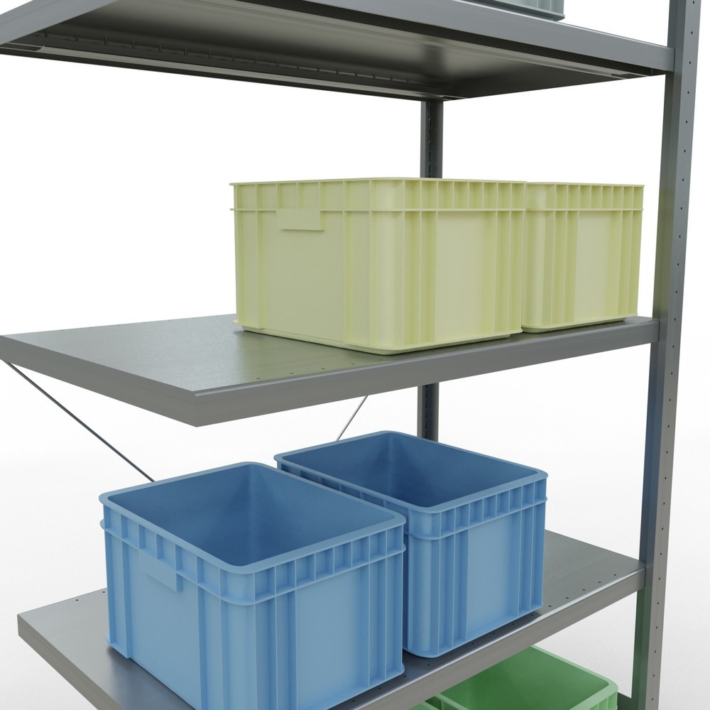 N° de l'image du produit 4 : Rayonnage à tablettes SCHULTE, montage par enfichage, travée auxiliaire, charge par tablette 330 kg, galvanisé, HxlxP 2000 x 1000 x 600 mm