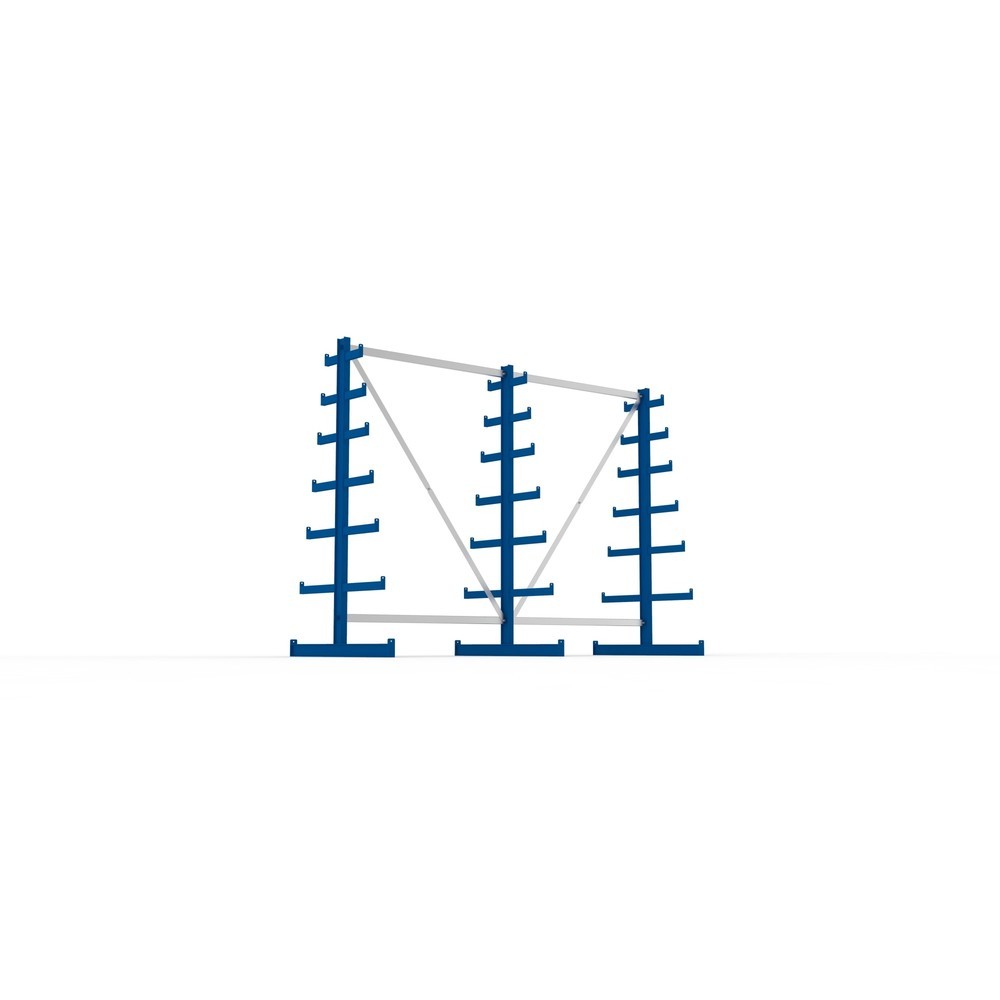 N° de l'image du produit 3 : Kit complet de rayonnage cantilever META, double accès, capacité de charge par bras 150 kg, H x l x P 2 000 x 2 755 x 1 090 mm, 3 montants