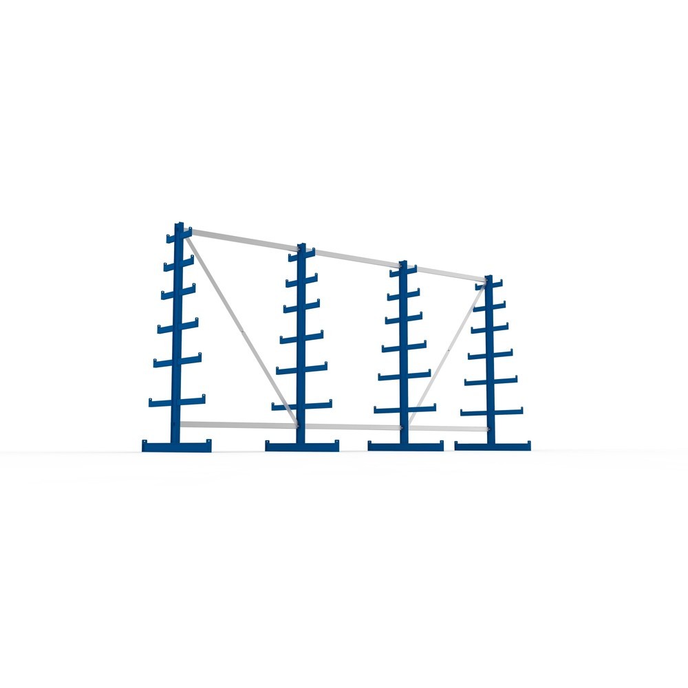 N° de l'image du produit 3 : Kit complet de rayonnage cantilever META, double accès, capacité de charge par bras 150 kg, H x l x P 2 000 x 4 105 x 1 090 mm, 4 montants