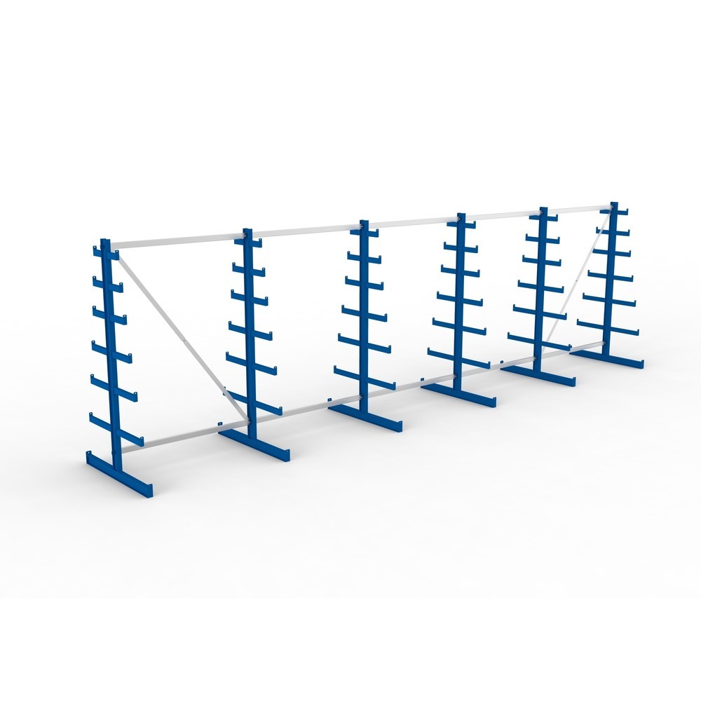 N° de l'image du produit 2 : Kit complet de rayonnage cantilever META, double accès, capacité de charge par bras 150 kg, H x l x P 2 000 x 6 805 x 1 090 mm, 6 montants
