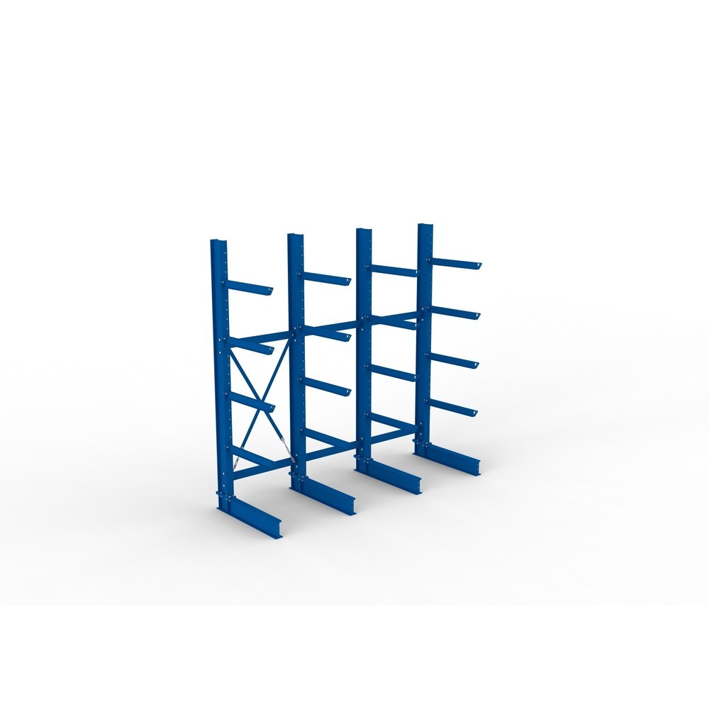 N° de l'image du produit 2 : Kit complet de rayonnage cantilever pour charges lourdes META, unilatéral, capacité de charge par bras 630 kg, H x l x P 3 000 x 3 090 x 1 135 mm, 4 montants