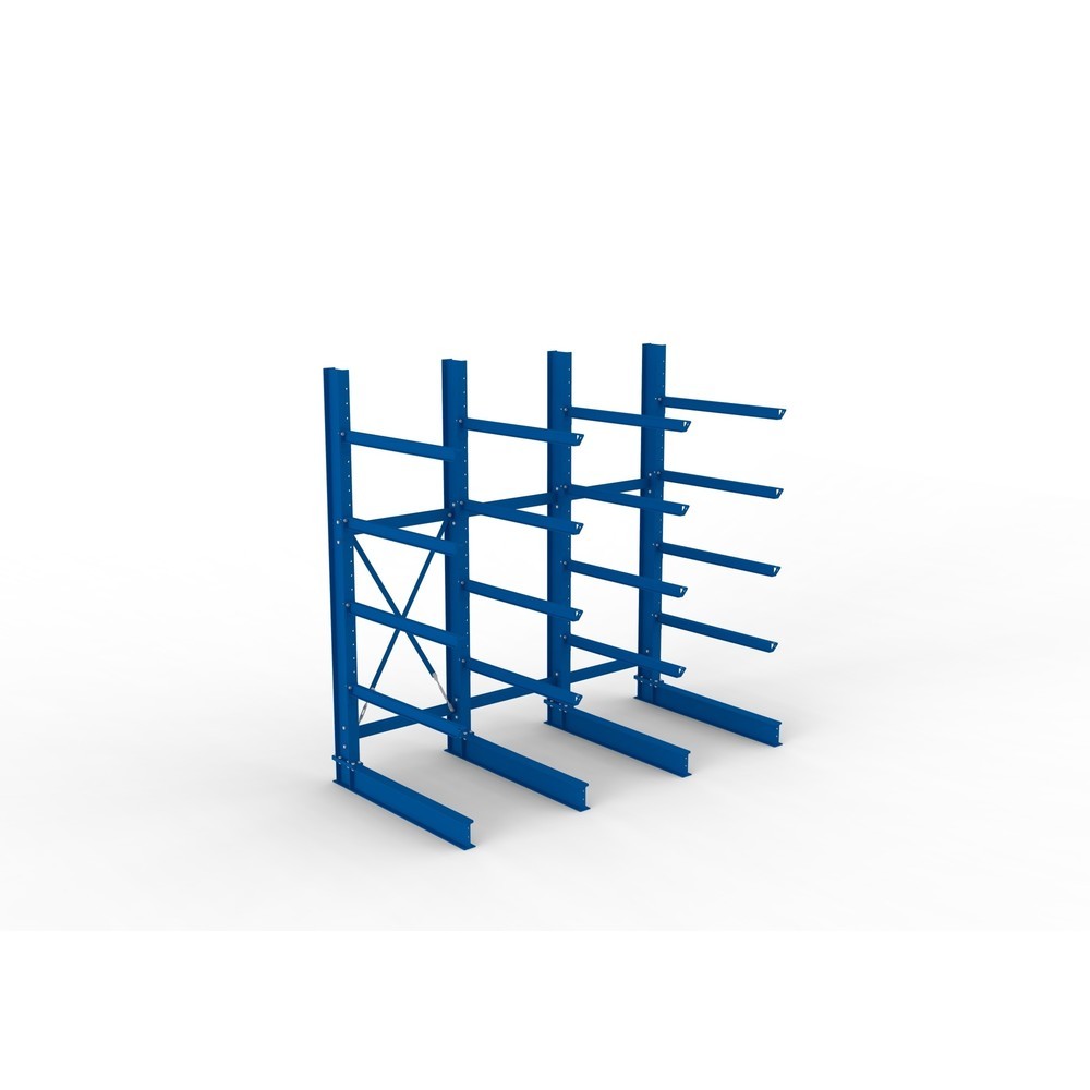 N° de l'image du produit 2 : Kit complet de rayonnage cantilever pour charges lourdes META, unilatéral, capacité de charge par bras 400 kg, H x l x P 3 000 x 3 090 x 1 585 mm, 4 montants