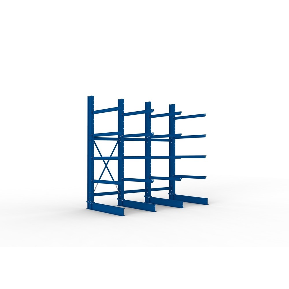 Illustration du produit: Kit complet de rayonnage cantilever pour charges lourdes META, unilatéral, capacité de charge par bras 400 kg, H x l x P 3 000 x 3 090 x 1 585 mm, 4 montants