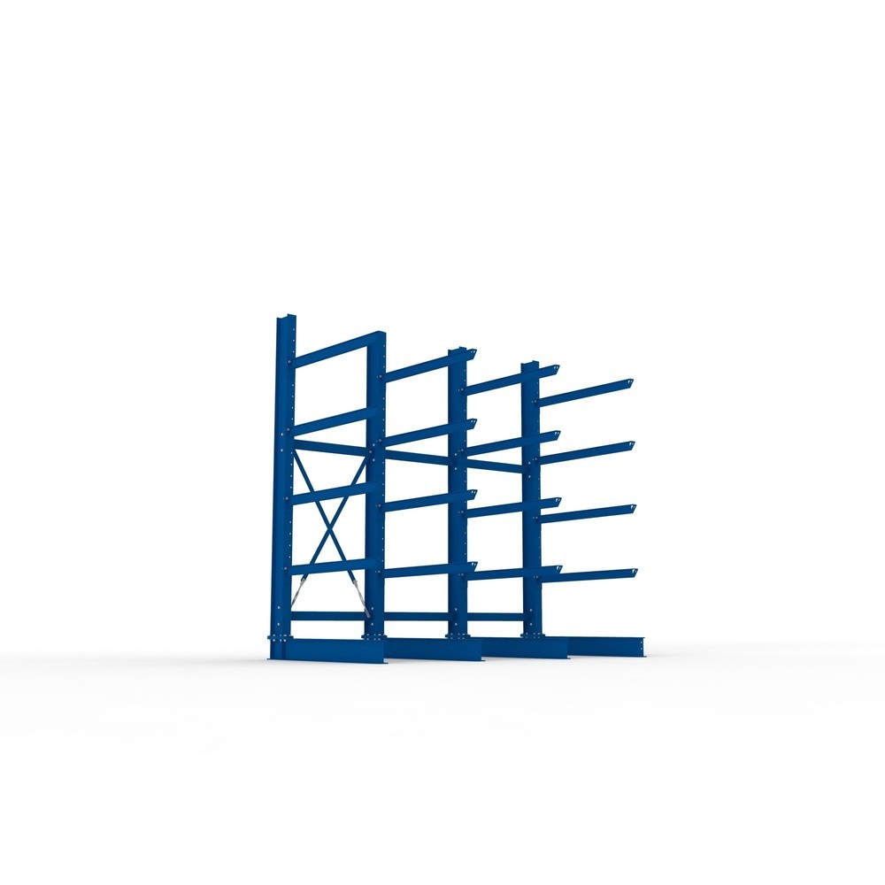 N° de l'image du produit 3 : Kit complet de rayonnage cantilever pour charges lourdes META, unilatéral, capacité de charge par bras 400 kg, H x l x P 3 000 x 3 090 x 1 585 mm, 4 montants