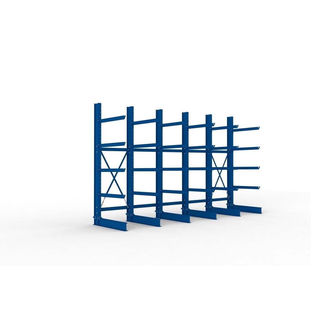 Illustration du produit: Kit complet de rayonnage cantilever pour charges lourdes META, unilatéral, capacité de charge par bras 505 kg, H x l x P 3 000 x 5 090 x 1 355 mm, 6 montants