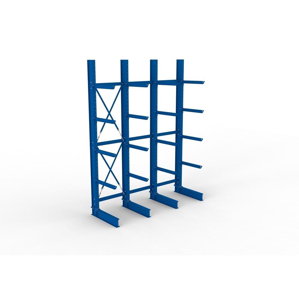 N° de l'image du produit 2 : Kit complet de rayonnage cantilever pour charges lourdes META, unilatéral, capacité de charge par bras 630 kg, H x l x P 4 000 x 3 100 x 1 155 mm, 4 montants