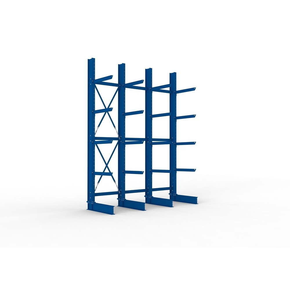 Illustration du produit: Kit complet de rayonnage cantilever pour charges lourdes META, unilatéral, capacité de charge par bras 630 kg, H x l x P 4 000 x 3 100 x 1 155 mm, 4 montants