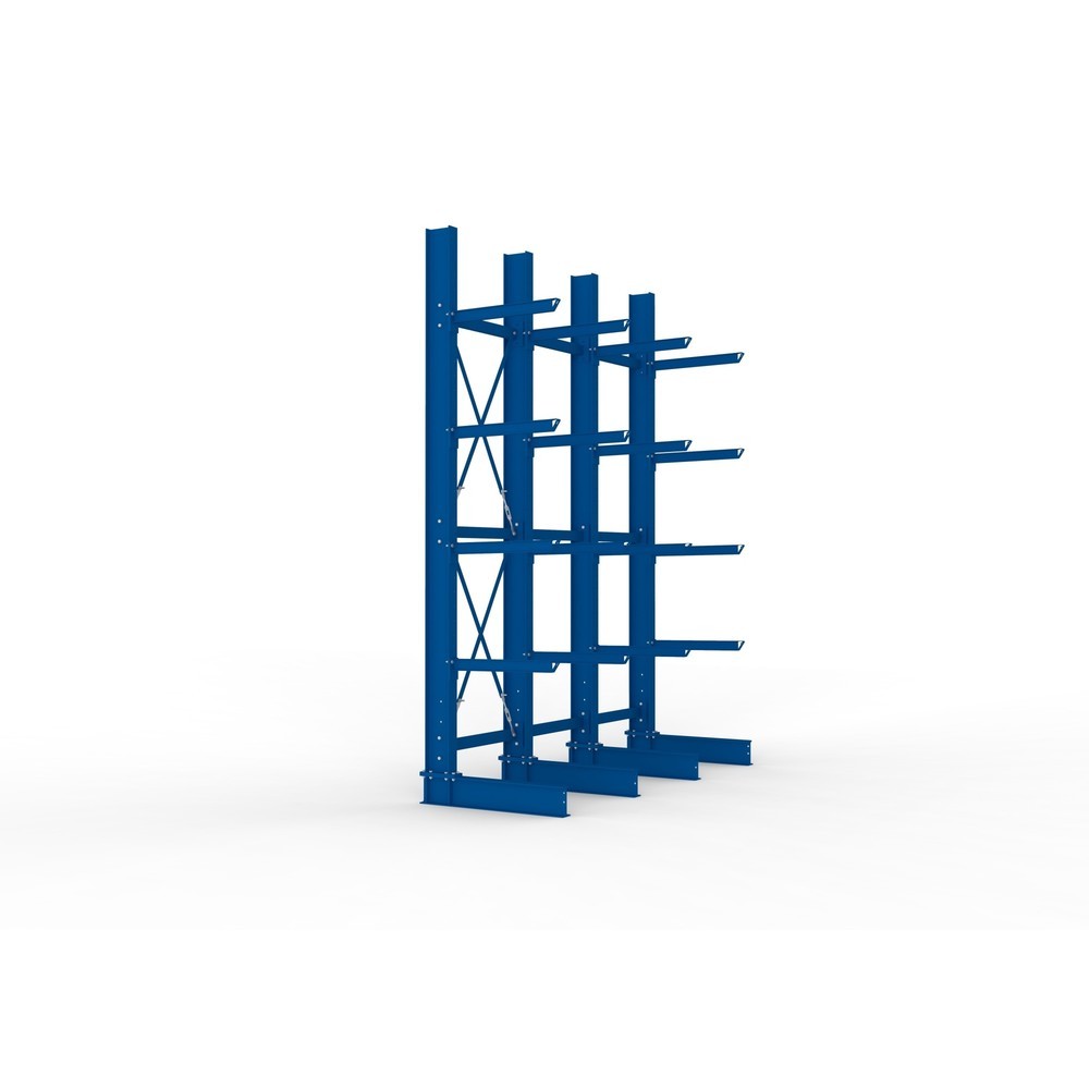 N° de l'image du produit 4 : Kit complet de rayonnage cantilever pour charges lourdes META, unilatéral, capacité de charge par bras 630 kg, H x l x P 4 000 x 3 100 x 1 155 mm, 4 montants