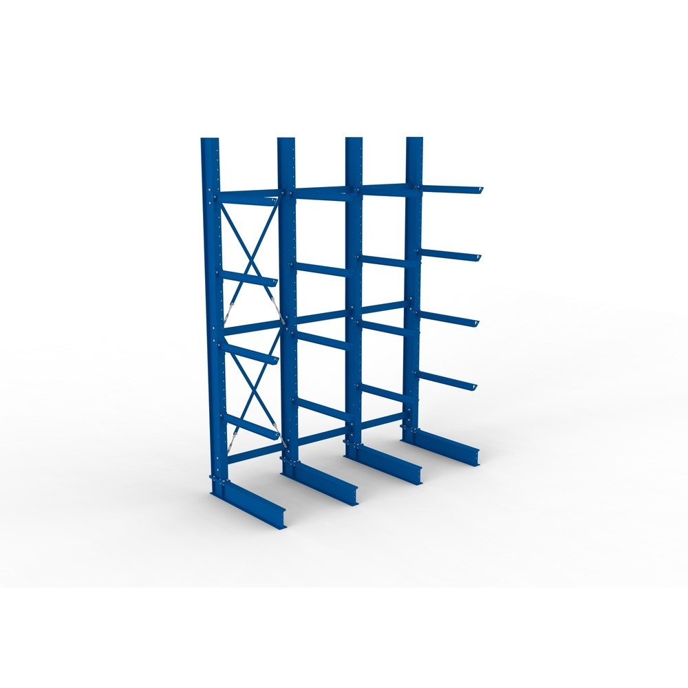 N° de l'image du produit 2 : Kit complet de rayonnage cantilever pour charges lourdes META, unilatéral, capacité de charge par bras 505 kg, H x l x P 4 000 x 3 100 x 1 355 mm, 4 montants