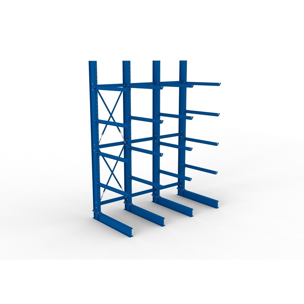 N° de l'image du produit 2 : Kit complet de rayonnage cantilever pour charges lourdes META, unilatéral, capacité de charge par bras 400 kg, H x l x P 4 000 x 3 100 x 1 605 mm, 4 montants