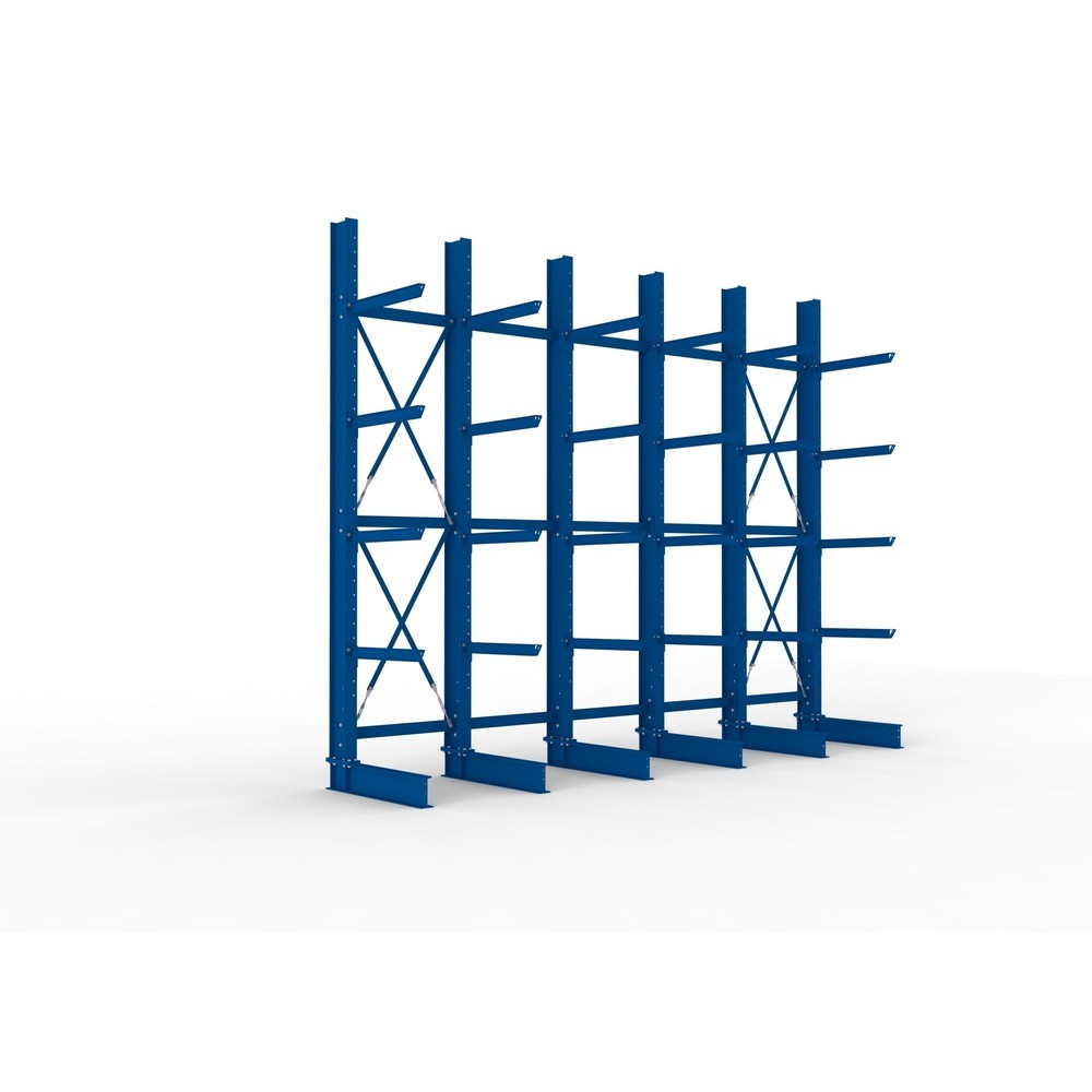 Illustration du produit: Kit complet de rayonnage cantilever pour charges lourdes META, unilatéral, capacité de charge par bras 630 kg, H x l x P 4 000 x 5 100 x 1 155 mm, 6 montants
